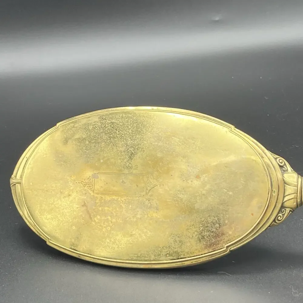 Vintage 1930s George Webster Co MIR-A-GOLD 24K Gold Plated Hand Vanity Mirror